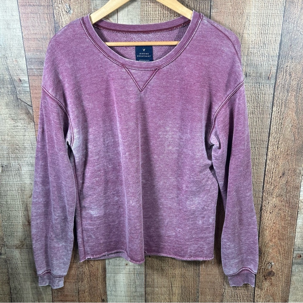 American Eagle Jegging Sweatshirt XS/S Distressed Oversized Maroon Athleisure